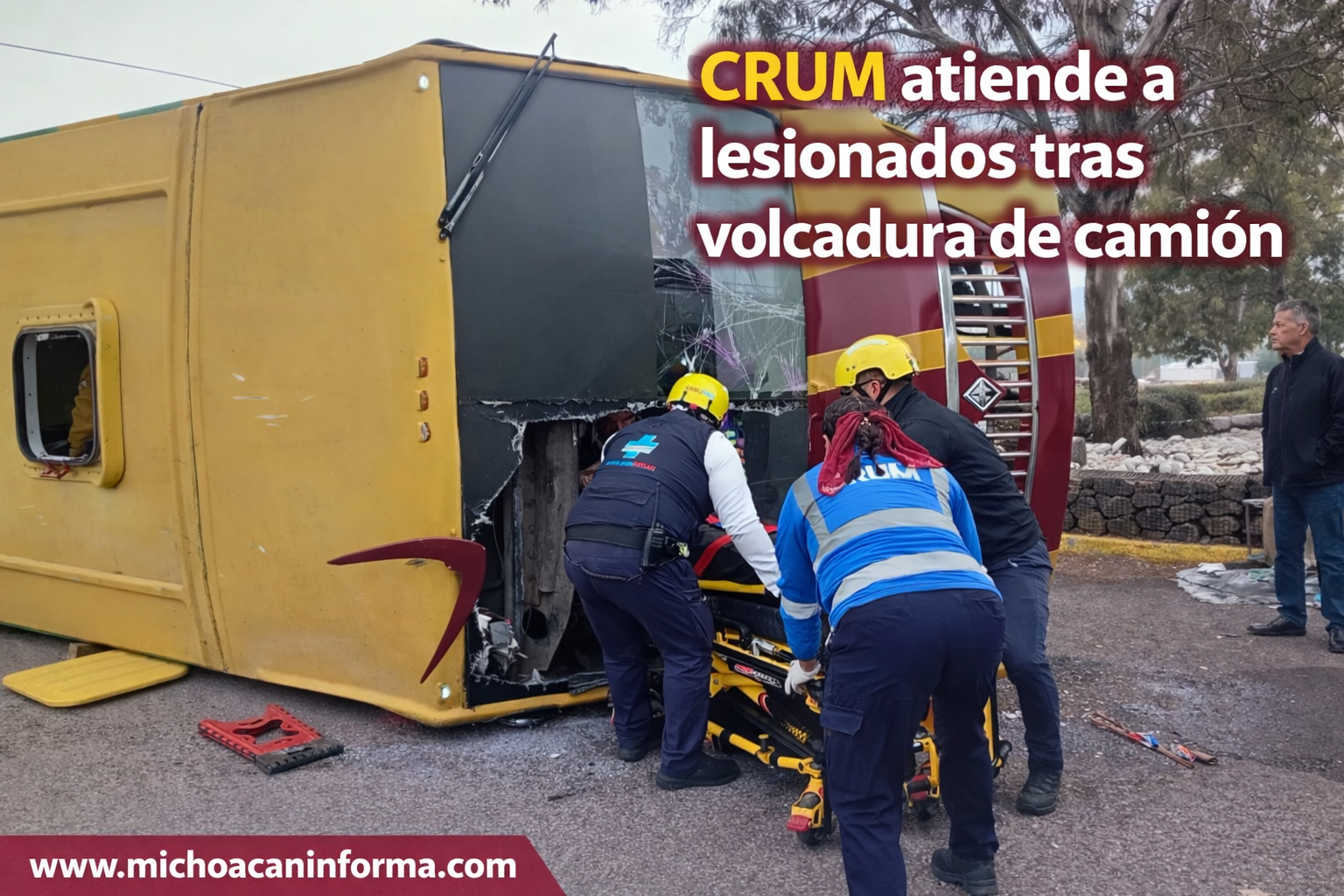 crum-atiende-lesionados-accidente-camion-morelia