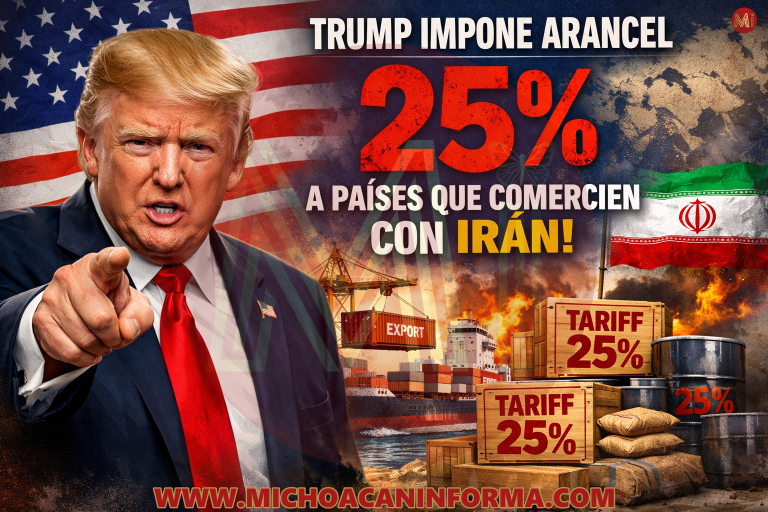 Donald Trump anuncia aranceles de Estados Unidos a Irán del 25 por ciento