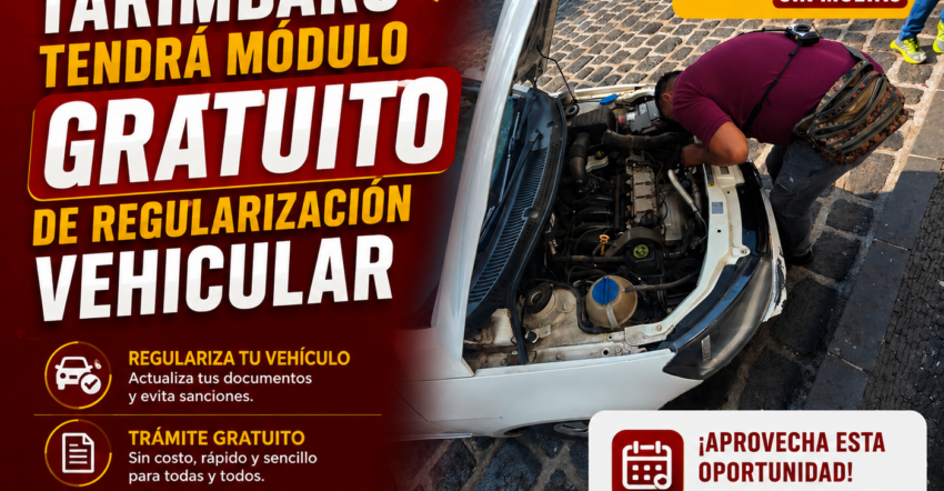 Tarímbaro tendrá jornada gratuita del Registro Público Vehicular del 1 al 3 de junio