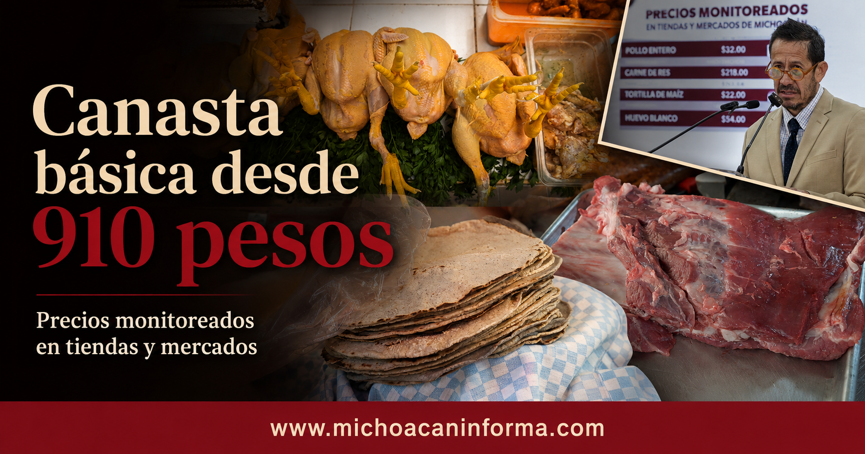 Canasta básica en Michoacán con precios desde 910 pesos en establecimientos participantes y mercados municipales.