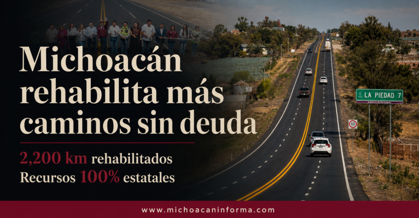 Michoacán reporta rehabilitación de 2 mil 200 km de carreteras sin deuda pública