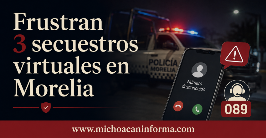 Guardia Civil frustra 3 secuestros virtuales en Morelia y evita depósitos por 450 mil pesos