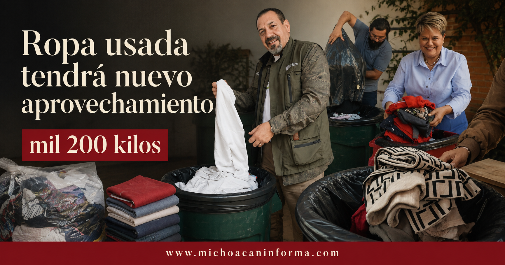 Acopio de ropa usada en Michoacán alcanzó mil 200 kilos con la campaña Gol por el Ambiente para reutilización y reciclaje.